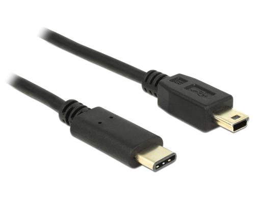 USB2.0-Kabel TypC - MiniB: 50cm, schwarz max. 480Mbps, Typ-C