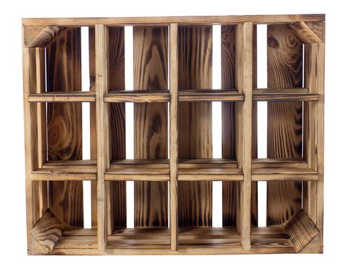 Holz Zollhaus Vintage Flaschenregal Geflammt, Kiefer, 50x40x23 cm, FSC 100%