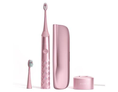 Ailoria Schallzahnbürste Shine Bright Set Rose, inkl. 2 Ersatzköpfe und Reiseetui