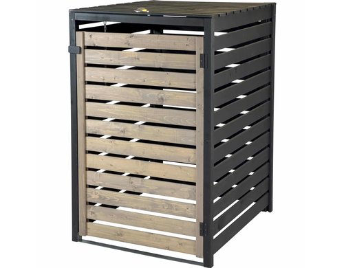 Mülltonnenverkleidung 240 L, aus Holz schwarz-anthrazit