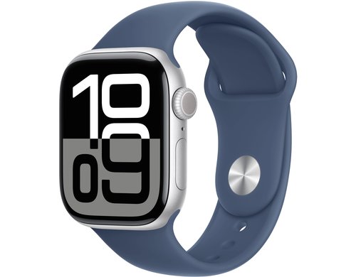 Apple Watch S10 CEL 42 Silver Alu M mit Denim Sport Band - M/L
