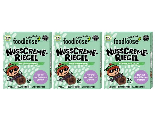 Foodloose Nusscreme-Riegel Haselnuss-Kakao 3 x 28 g