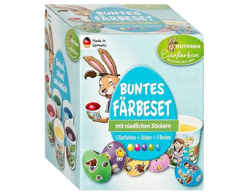 B&H Eiermalfarben Buntes Färbeset Gelb, Pink, Violett, Grün und Blau