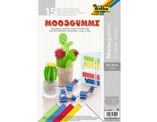 Folia Moosgummi-Set 5 Farben 10 Bogen à 20x29cm, 5 Farben