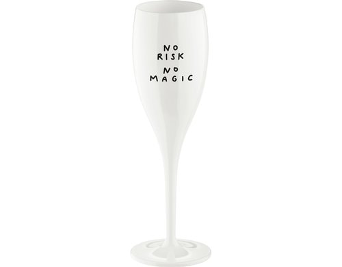 Koziol Sektglas Cheers No Risk No Magic cotton white, 100 ml
