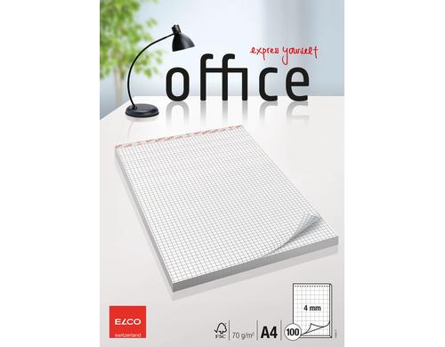 Elco Office Notizblock, kariert, 4mm 70g/m2, 1 Block à 100 Blatt