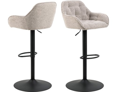 AC Design Barstuhl Brooke 2 Stück Stahl/Textil, 2 Stück, Beige