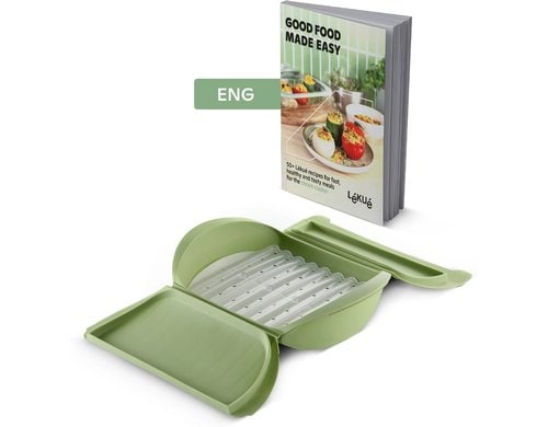 Lékué Dampfgarer mit Ablage 4 Portionen und Kochbuch, Englisch