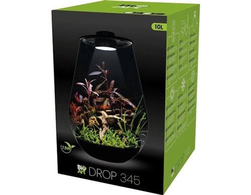 BioArt Pflanz-Terrarium Drop 345 mit LED Schwarz, 34.5x25 cm, 5V-7.5W,510Lm