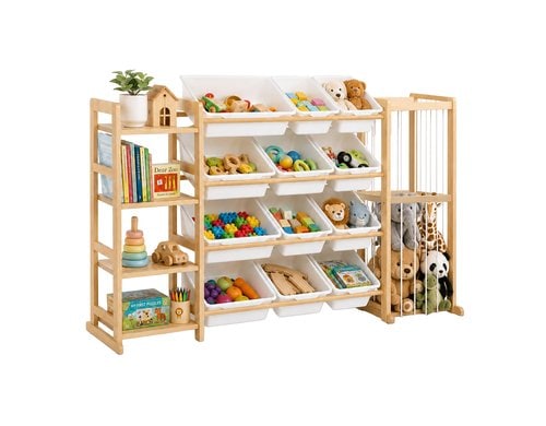relaxdays Kinderregal mit 12 Boxen Grösse: H x B x T ca. 80 x 150 x 30 cm