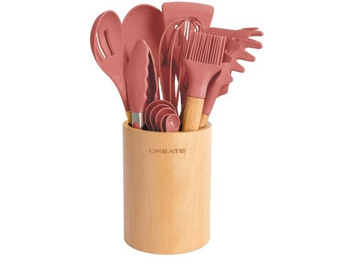 Create Küchenutensilien-Set Terracotta / Silikon und Holz