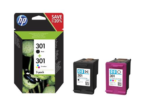 HP Combopack Nr.301 - Black + CMY (N9J72AE) 3ml,  Seitenkapazität ~ 190 / 165 Seiten