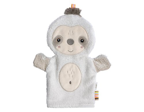 Fehn Waschhandschuh Faultier Grau/Beige ab 0+ Monaten
