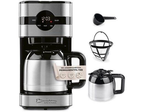 Barista Kaffeemaschine 900W Edelstahl mit Isolierkanne