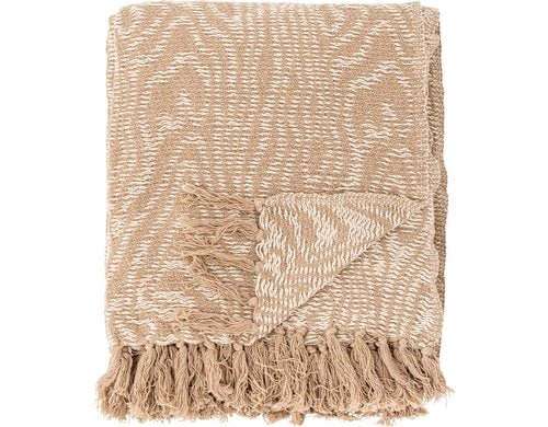 Bloomingville Wohndecke Okapi, 160x130 cm (LxB), Recycelte Baumwolle, Beige