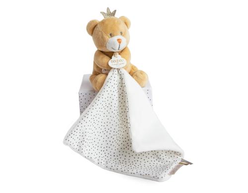 DouDou Geschenkset OURS PETIT ROI Plüschtier Bär Krone mit Schmusetuch 10cm