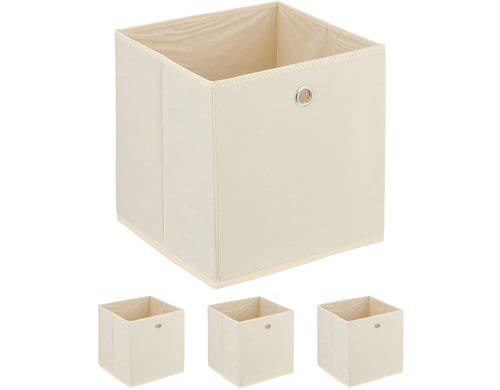 Relaxdays Aufbewahrungsbox 4er Set Creme
