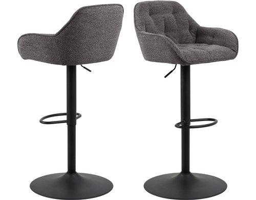 AC Design Barstuhl Brooke 2 Stück Stahl/Textil, 2 Stück, Anthrazit