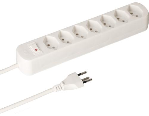 Max Hauri Steckdosenleiste Basic-Line 7xT13, weiss, mit Reset-Schalter