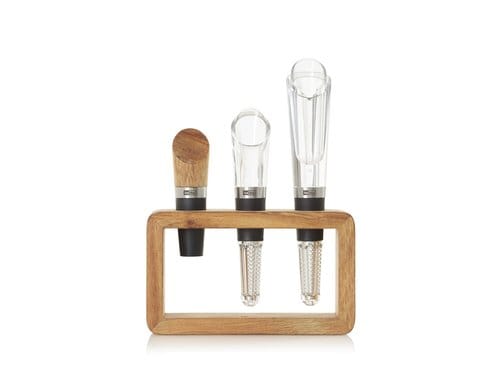 AdHoc Wein-Geniesser-Set 3-tlg. VINE Akazienholz, 13,5 x 4 cm x H 18 cm