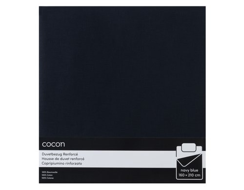 COCON, Duvetbezug Renforcé 160 x 210 cm, Ma 160x210 cm, dunkelblau