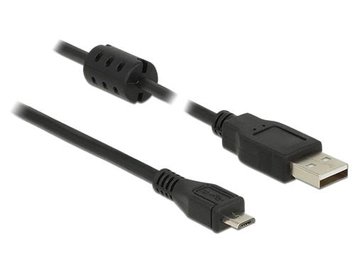 Delock USB2 Kabel A-MicroB, 5m, schwarz für USB2.0 Geräte, 480 Mbps