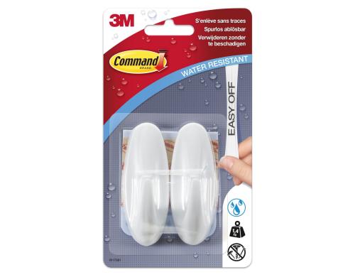 3M Command Haken oval M weiss 2 Haken und 4 Streifen M, Traglast: 1.4kg