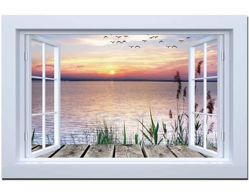 Dameco LED Bild Canvas Fenster auf Steg 1.8x60x40 cm (LxBxH),2xAA nicht, inkl.