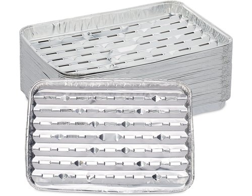 relaxdays Grillschale mit Löcher 40er Set Aluminium, ca. 3 x 34 x 22 cm