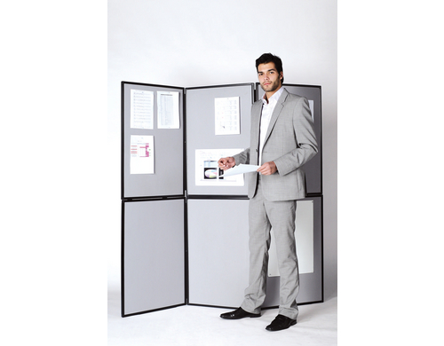 Bi-Office Trennwandsystem blau/grau 3 Panel Panele mit Kunststoffrahmen, 900x600x60mm