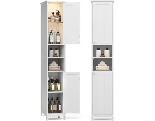 Vasagle Badezimmerschrank mit 2 Türen 30x30x170 cm (LxBxH), MDF, Weiss