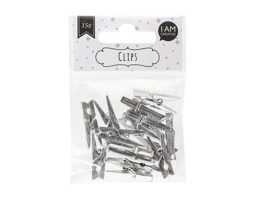 I am Creative Klammern / Clips silber 15 Stück, 4 x 30 mm