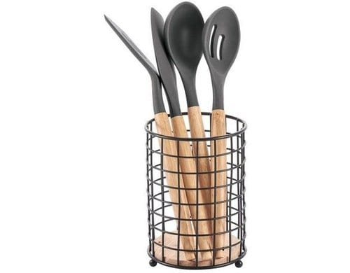 MSV Utensilienhalter Elie für die Küche 2.5c17.5 cm, Bambus, Stahl