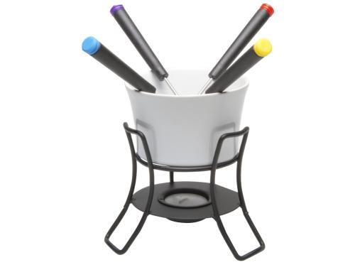 Nouvel Schokoladenfondue-Set Bianca 7-teilig, Tasse weiss, 4 Foduegabeln