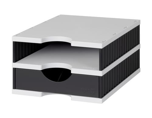 Styro Schubladenbox Styrodoc Uno 2 Fach und 1 Schublade, schwarz/grau