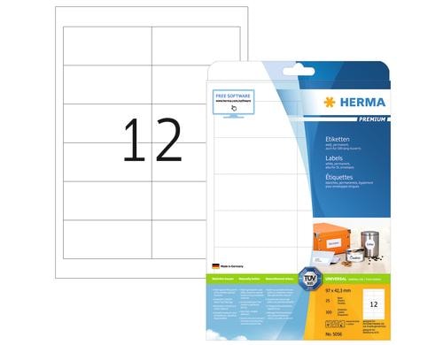 Herma Universaletiketten Premium 97 x 42,3 mm, 300 Stück