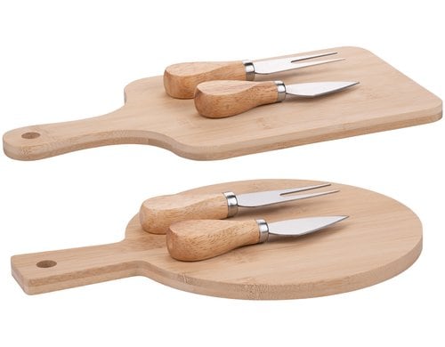 Alpina Käsebrett mit Besteck, assortiert, 3-teilig, 1 Stück, 28.5x18x2 cm