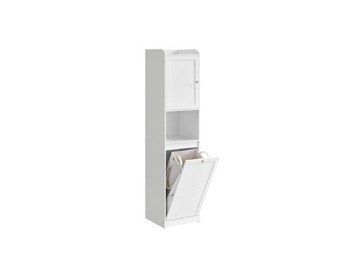 Vasagle Badezimmerschrank mit Wäschekorb 40x40x170 cm (TxBxH),MDF, Polyestergewebe
