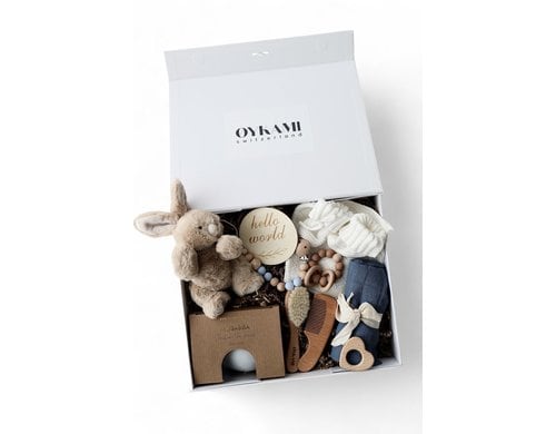 Oykami Geschenkbox Blau Paris Hase Braun