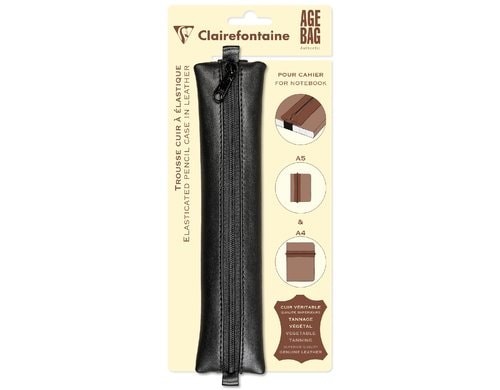 Clairefontaine AgeBag Etui für Notizbuch Leder, 20x4.5cm, schwarz