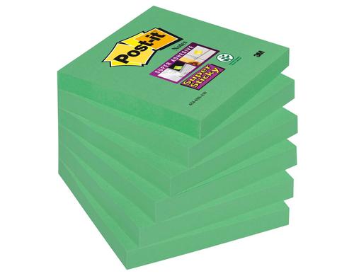 3M Post-it Haftnotiz Super Sticky grün 6 Blocks à 90 Blatt, 76x76mm