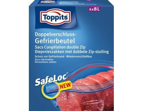 Toppits Doppelverschluss-Gefrierbeutel 8 Liter, 6 Stück
