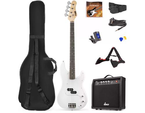 MAX GigKitWh Bass Gitarrenset, weiss