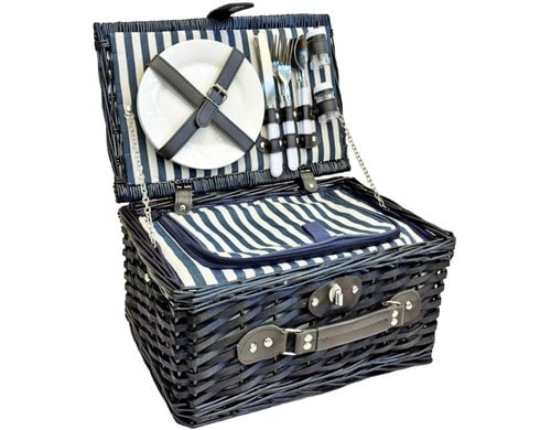 Dameco Picknickkorb für 2 Personen Weide, Stoff, 26x38x19 cm