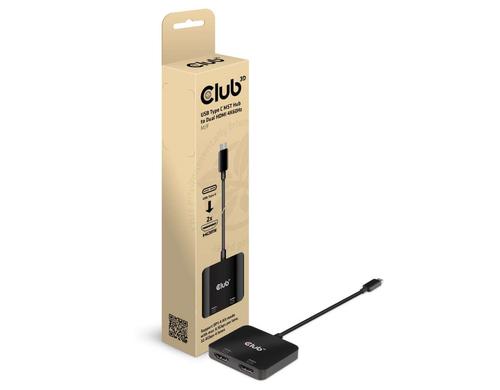 Club 3D,USB Typ-C 3.2 MST Hub auf Dual HDMI 4K60Hz