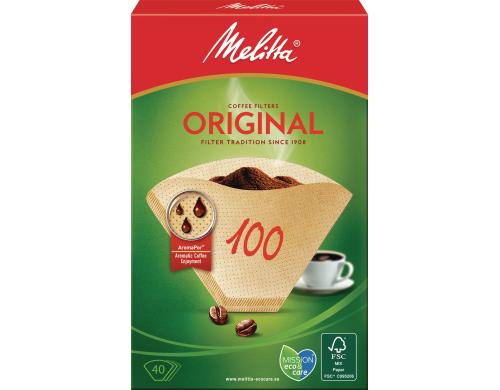 Melitta Filtertüte Original Gr.100 40 Stück, ungebleicht/naturbraun