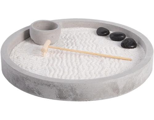 Esschert Deisgn Zen Garten, rund Beton, Sand, Bambus, Stein, 24.2x4 cm (DxH)