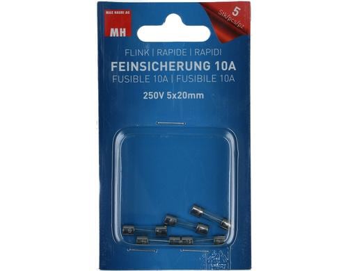 Max Hauri Feinsicherung 10A  250V 5x20mm flink, 5 Stk.