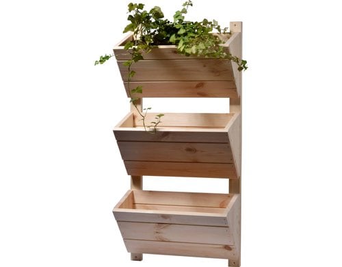 3-stufiges Wand-Pflanzbeet, natur aus Holz