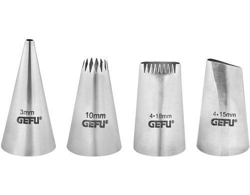 GEFU Spritztüllenset DECORE Edelstahl, 4 Stück im Set